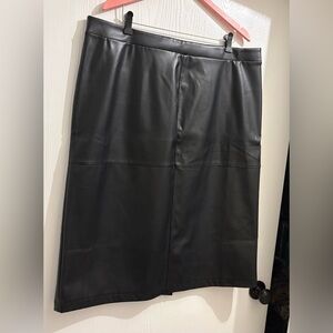 Black Faux Leather Skirt - Women 1X
